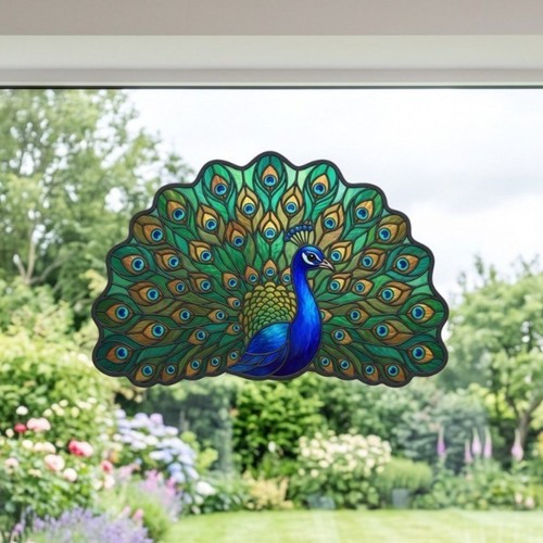 Peacock feathers stained glass - peacock,