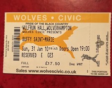 Buffy Saint-Marie Concert Ticket Wolves Civic, Wolverhampton 31st January 2010