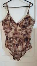 MARKS & SPENCER LADIES 40C BROWN MIX LOW LEG SWIMMING COSTUME L1