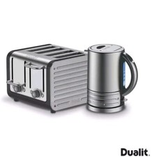 Dualit Architect 1.5L Kettle and 4 Slice Toaster Set Brushed Midnight Grey