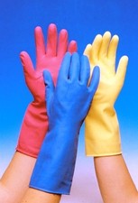 Rubber Gloves Washing Up Cleaning Pink Yellow Blue Small Medium Large Quality