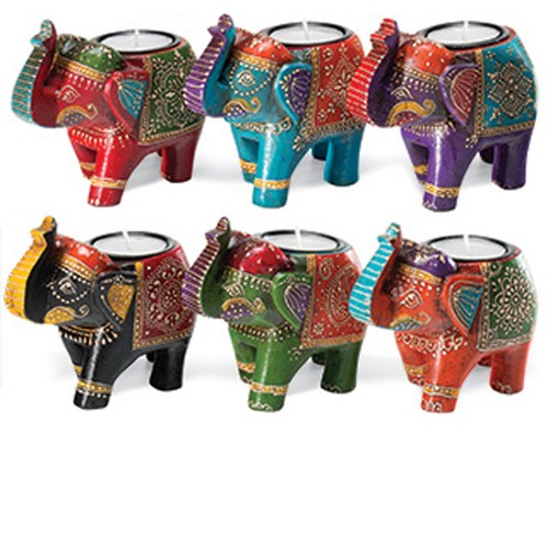 Handpainted elephant tea light - elephant,