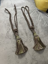 Vintage Style Tassel Rope Curtain Tie Backs Pair Green Purple 