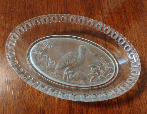Crystal glass frosted stork - glass,