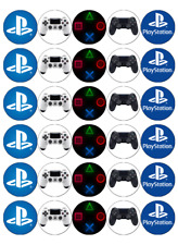 30x Playstation PS4 Logo Cupcake Toppers Edible Wafer Paper Fairy Cake Toppers