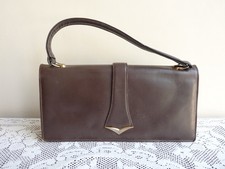 Vintage Brown Art Deco 1930/1940's Leather Handbag. Broken Clasp. Needs Fixing.