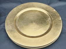 SET 4 VINTAGE GOLD GILT CHARGER PLATES ROUND TABLEWARE DECORATIVE PLATES 33CM