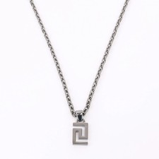 Versace Unisex Silver Color Metal Chain Necklace Pendant