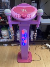 Easy Karaoke Pink Bluetooth Singalong Karaoke Pedestal Machine Working
