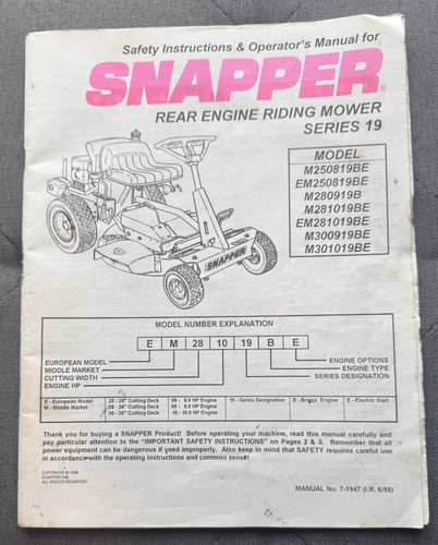 Snapper rear engine riding - rear,