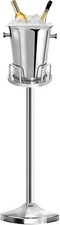 Silver Ice Bucket with Stand, 5L 201 Stainless Steel Champagne Cooler Chiller wi