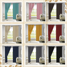 Blackout Thermal Curtain Ready Made Eyelet Curtains Ring Top + Free Tie Backs