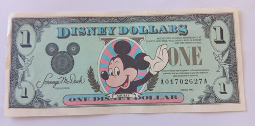 Disney one dollar note - x,