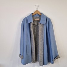 M&S Open Coatigan Jacket Size 18 Pockets Light Blue Wool Mix Winter