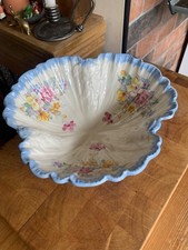 Antique c1920 Crown Ducal Footed Bowl.  Floral with Scalloped Edge