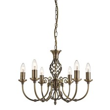6 Lights Antique Brass Ceiling Fitting Pendant Light with Candle Style Holders