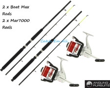 2 x Sea Fishing Boat Rods & Reels Set Sea Fishing Fixed Spool Reels 70 Boat Max