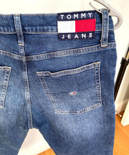 TOMMY JEANS Branded Logo Mid Wash Denim High Rise Slim Ankle Jeans~  W30" L27"