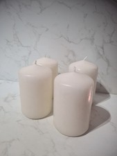 White Stumpy Pillar Candles X 4 New