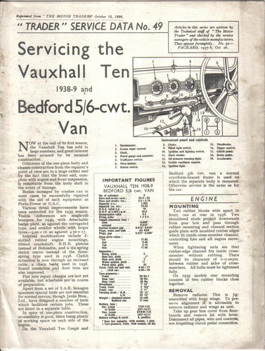 Vauxhall ten 1938 bedford - &,