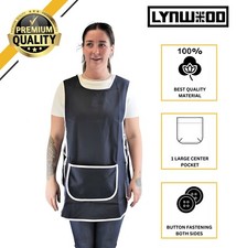 LADIES WOMEN TABARD APRON OVERALL KITCHEN CATERING CLEANING BAR PLUS SIZE POCKET