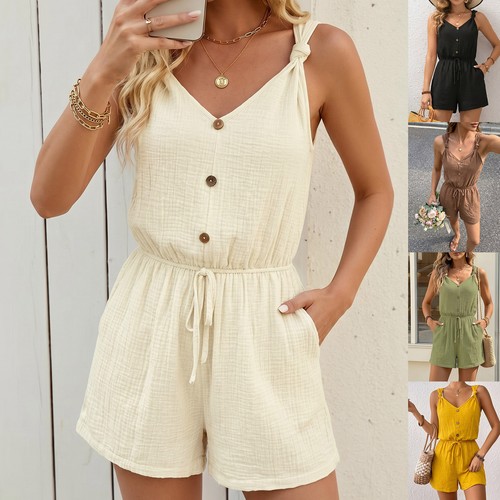 Women linen cotton jumpsuit - linen,