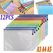 12X A3 A4 Plastic Wallet Document Zip Lock Bags PVC Pockets With Zipper Storage.