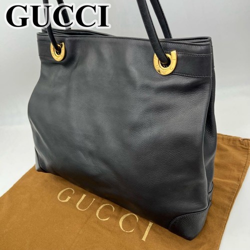 Gucci black leather tote - black,