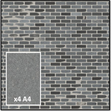 Small Dolls House Brick Wall Paper Grey Pattern Model Wallpaper 1:76 Card 4 x A4