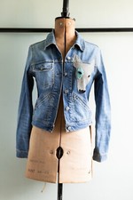 Rare 'Fake London Genius' Denim Jacket with Cashmere Dog Detail, Small, Perfect