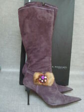 LEA FOSCATI UK 6 1/2 / EU 40 CAMOSCIO LILLA MAUVE SUEDE KNEE HIGH BOOTS BOXED
