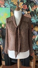 Pussy Bow / Tie Neck Blouse, Size Medium, from H&M, Semi Sheer