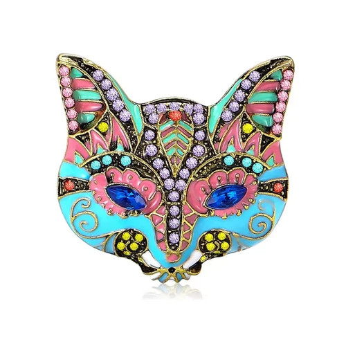 Mardi gras cat mask brooch - mardi, pin