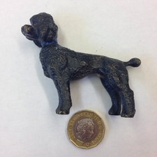 Cold Painted Bronze Figure Of A Black Poodle With Blue Collar Probably Austrian