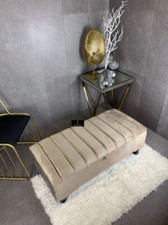 New Storage Box Bench Ottoman with Line Panel Lid Coffee Table Design