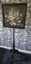 Vintage Tapestry Fire Screen on Pole Antique Fire Screen