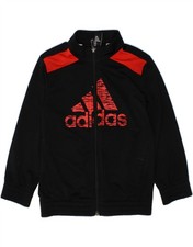 ADIDAS Boys Graphic Tracksuit Top Jacket 7-8 Years Black AI13