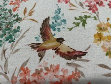Linen Fabric Tropical Birds