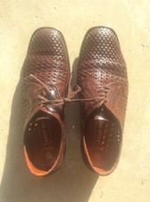 Mens Quality Hand Crafted Brown Leather BALLY SUISSE weave design Shoes UK 7.5