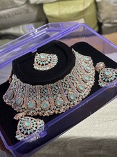 Premium Bridal Necklace -Light blue and Multicolour Indian Asian Pakistani style