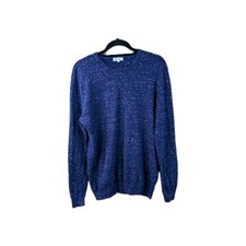 Reiss Chalet Jumper Sweater Mens Size Large Blue Cotton Cashmere Fleck Crew Neck