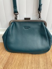 Yoshi Deep Teal Leather Clasp Top Shoulder Bag