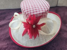 Jacques Vert Wedding Hat Red Flower Mother Of Bride Races Wedding Formal 