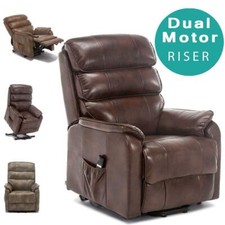 BUCKINGHAM DUAL MOTOR ELECTRIC RISER RECLINER BOND LEATHER MOBILITY LIFT CHAIR