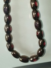 Strand of glamour cut glass beads red and bronze 10/8mm (c1885)