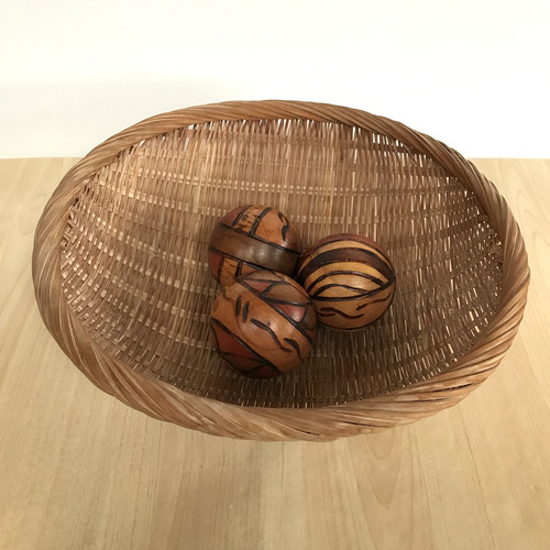 Woven rattan cane basket - cane,