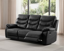 BLACK Italian Leather 3 Seater