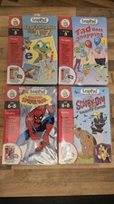 4x Leappad Leapfrog Interactive book and Cartridge Bundle Spiderman, Scooby, TAD