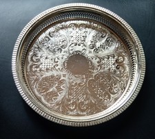 cavalier tableware silver plated patterned round drinks serving tray
