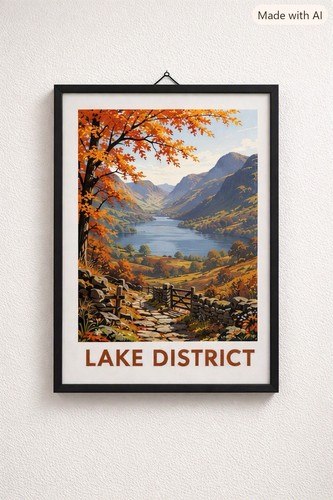 Lake district print framed - lake,
